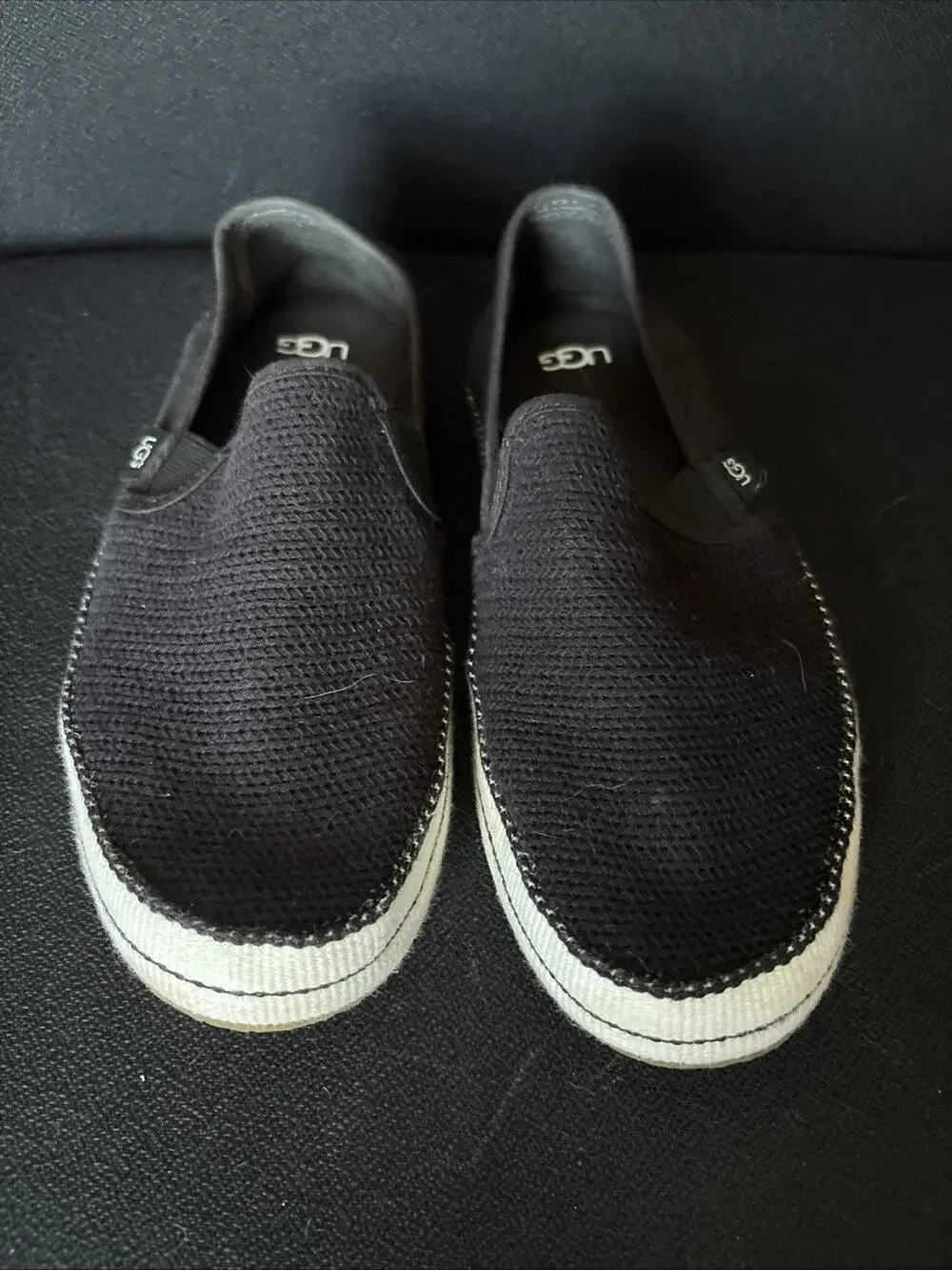 Ugg Bren Slip On Shoe Womens 7.5 Black Mesh Lightweight Flats Casual Minimalist